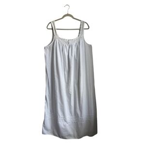 Eileen West Large White Cotton Bl Sleeveless Long Nightgown Lace Cottagecore